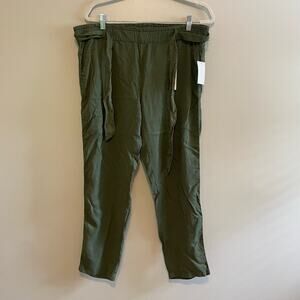 NWT $139 Sanctuary Size L Olive Green Paperbag Tencel Pants Pockets